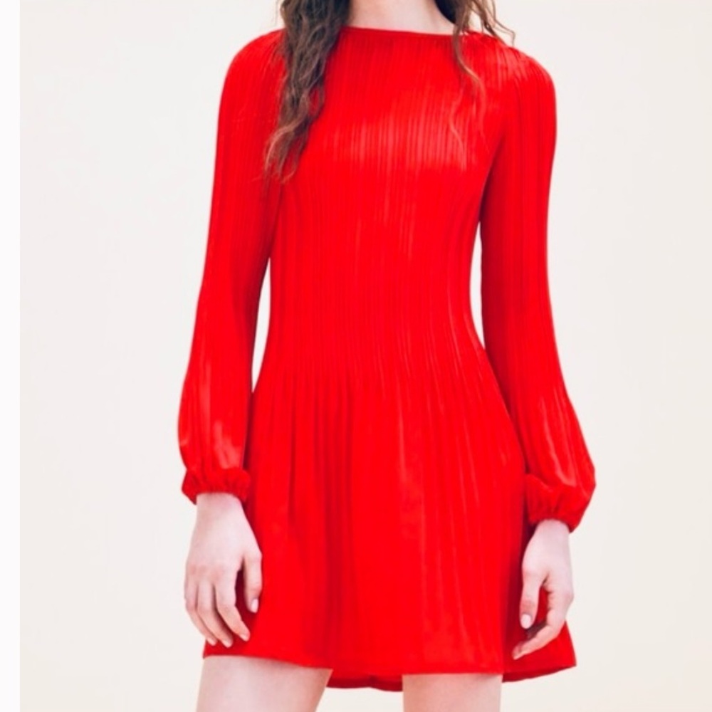 Maje Rocking Red pleated Crepe mini Dress women’s size 1